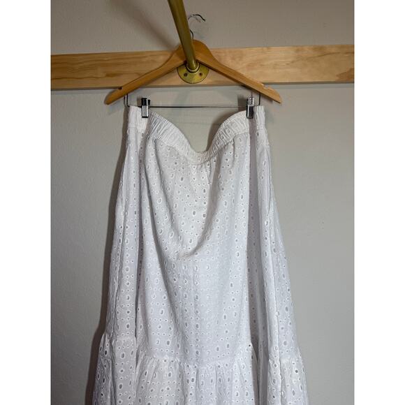 Women's Time and Tru White Eyelet Maxi Ruffle Bottom Cotton Skirt Size XXL (20) - Picture 9 of 10